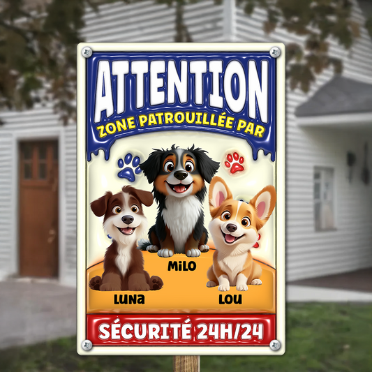 Zone Patrouillée Par Sécurité 24H/24 – Plaque En Métal Personnalisée