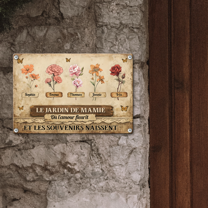 Le Jardin De Mamie Où L'amour Fleurit   – Plaque En Métal Personnalisée