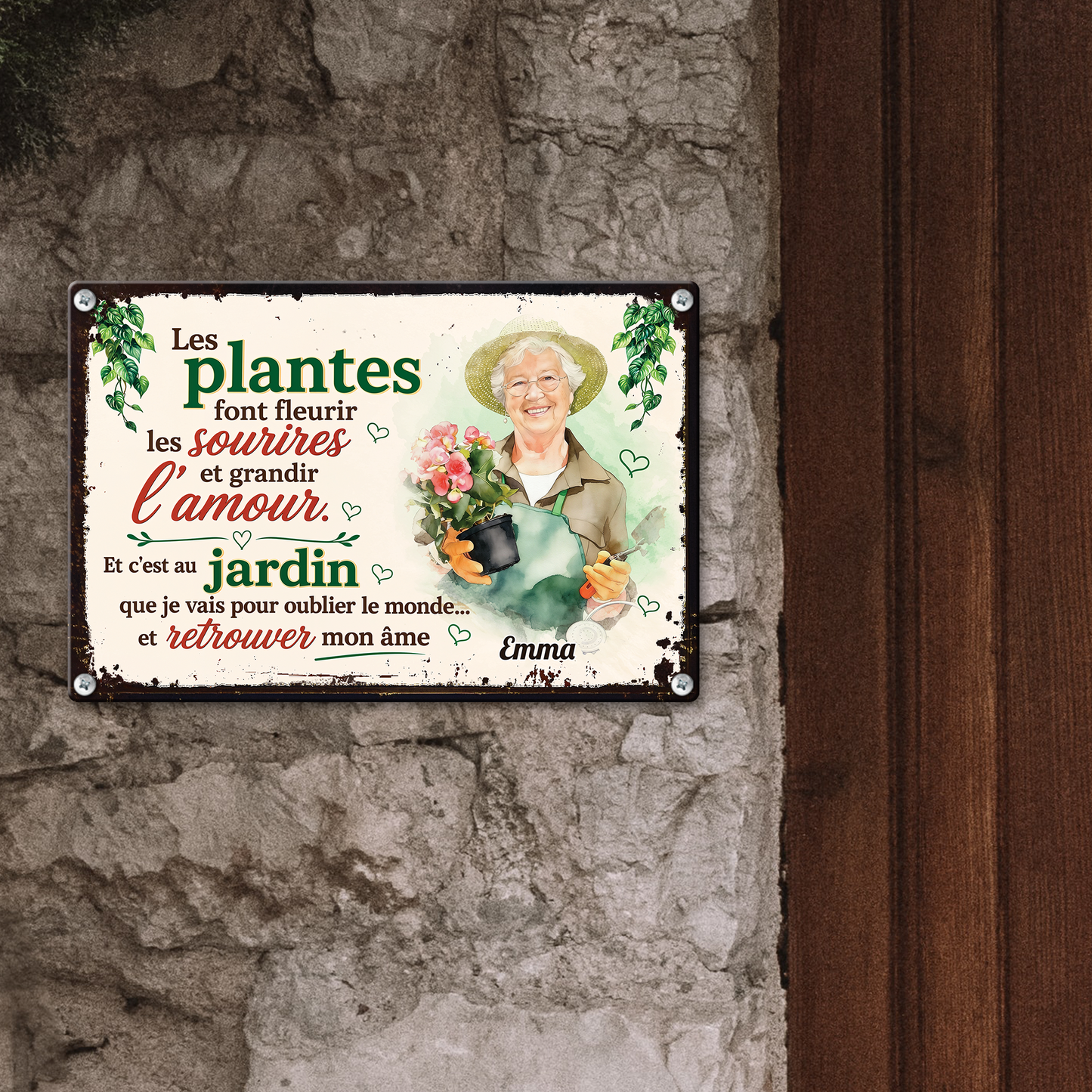 Jardin Et Retrouver Mon Âme– Plaque En Métal Personnalisée