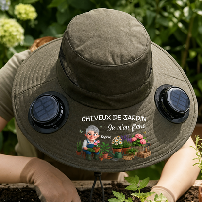 Cheveux De Jardin Men Je Fiche - Chapeau Ventilateur Solaire Personnalisable