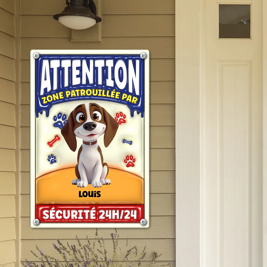 Zone Patrouillée Par Sécurité 24H/24 – Plaque En Métal Personnalisée