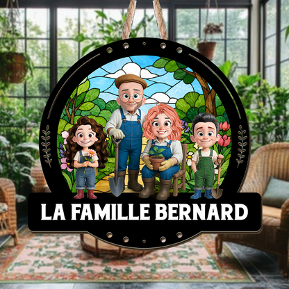 Famille Bienvenue À Notre – Enseigne en Bois Personnalisée avec Effet 3D