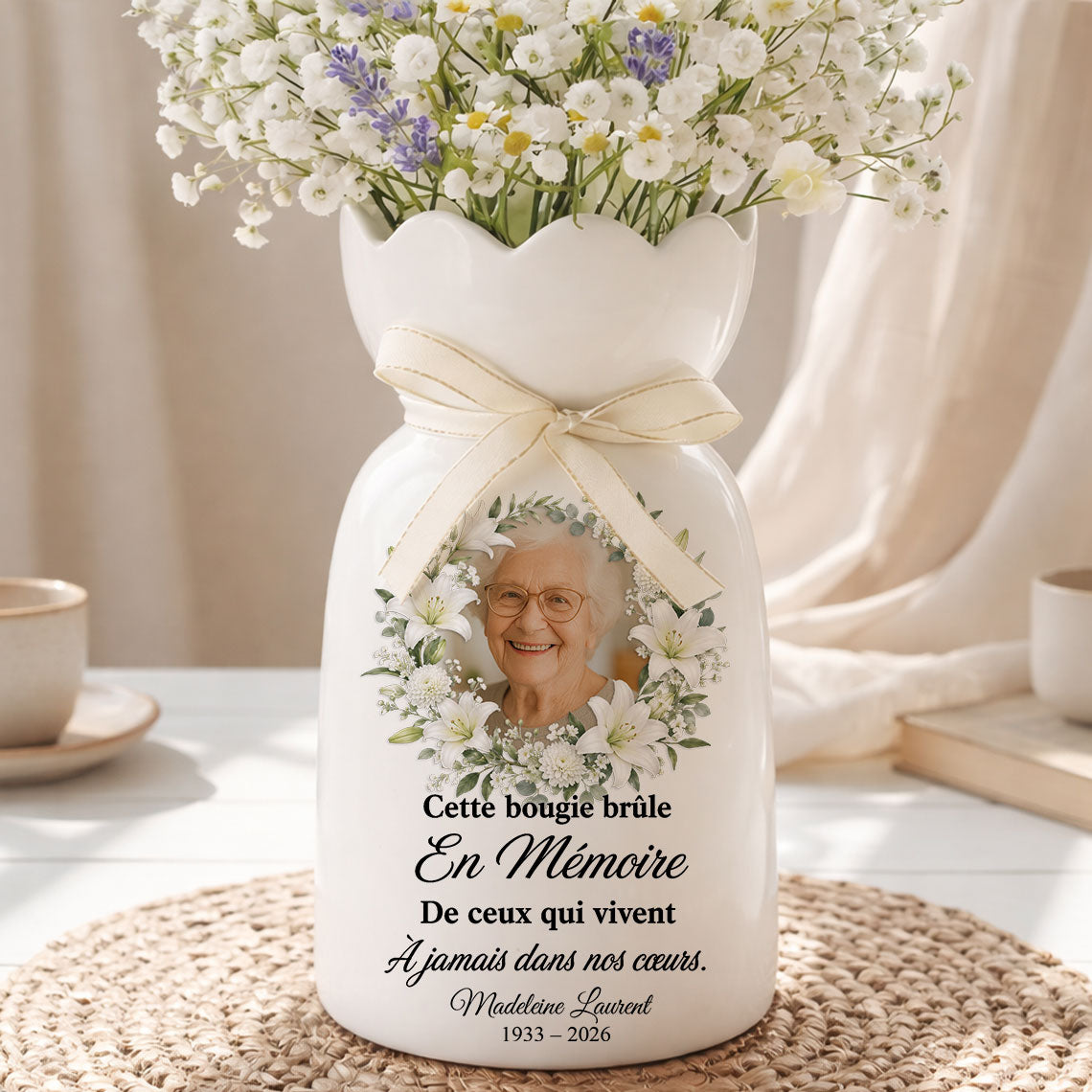 Cette Bougie Brûle En Mémoire - Vase Décoratif Personnalisé Pour La Maison