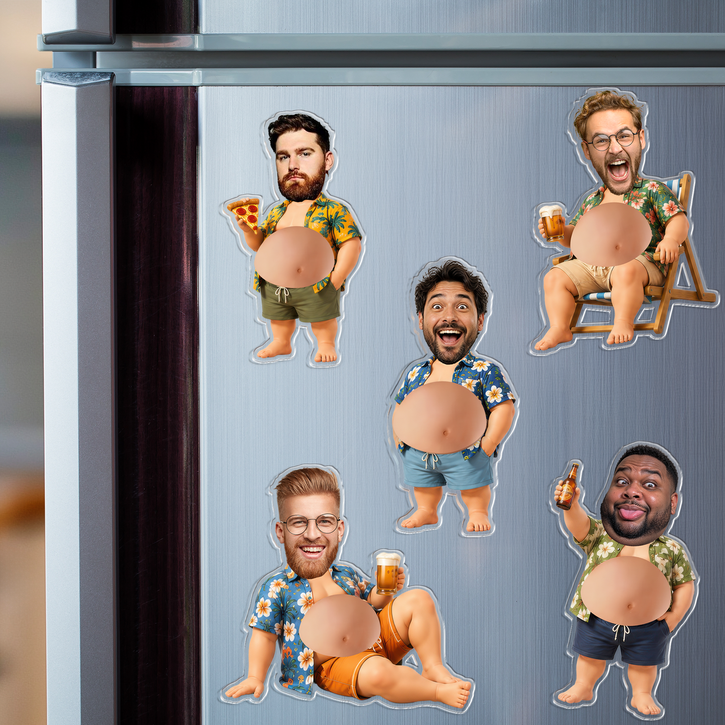 Aimant de Frigo Chibi Personnalisé – Papa à Presser, Cadeau Drôle et Unique