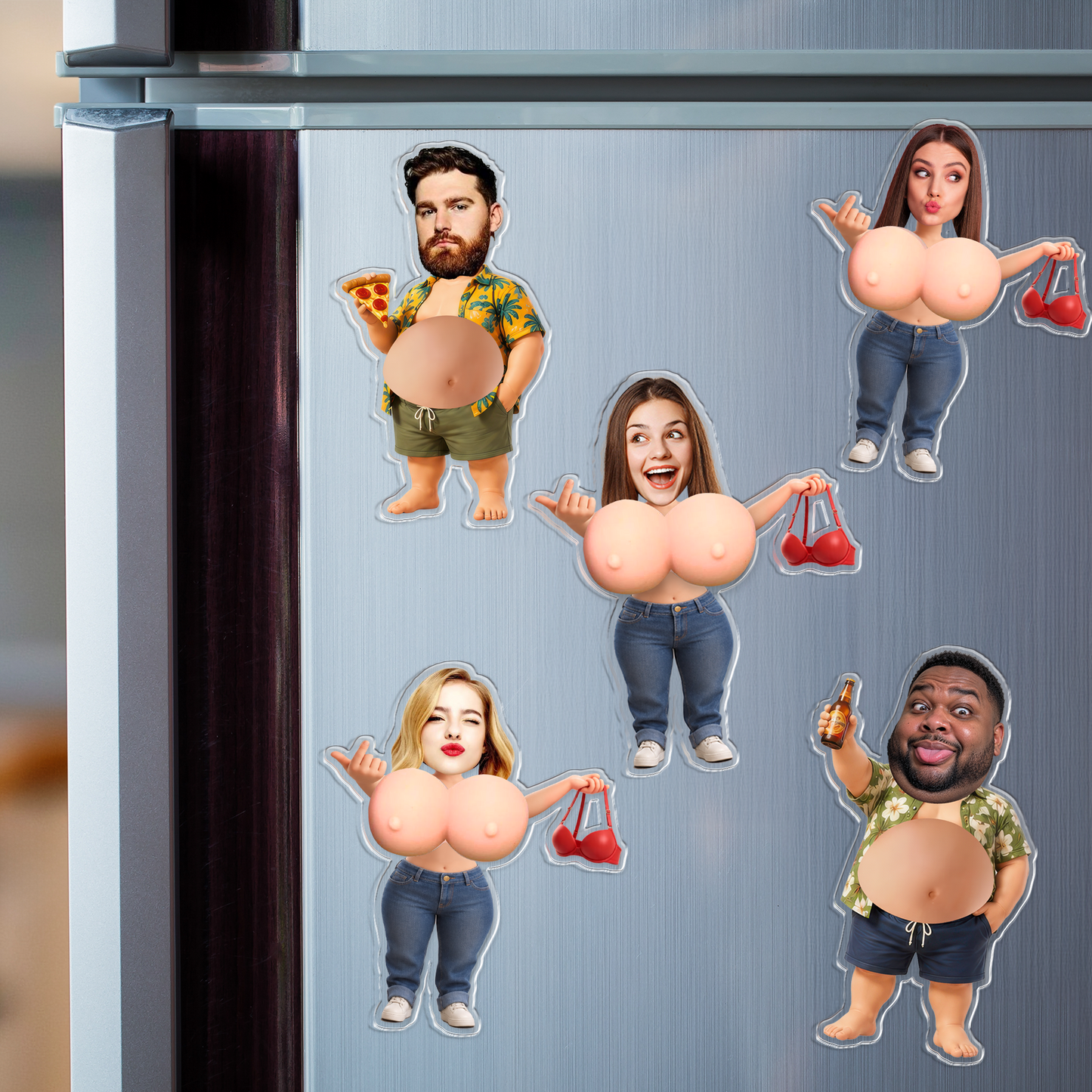 Aimant de Frigo Chibi Personnalisé – Maman à Presser, Cadeau Unique et Amusant