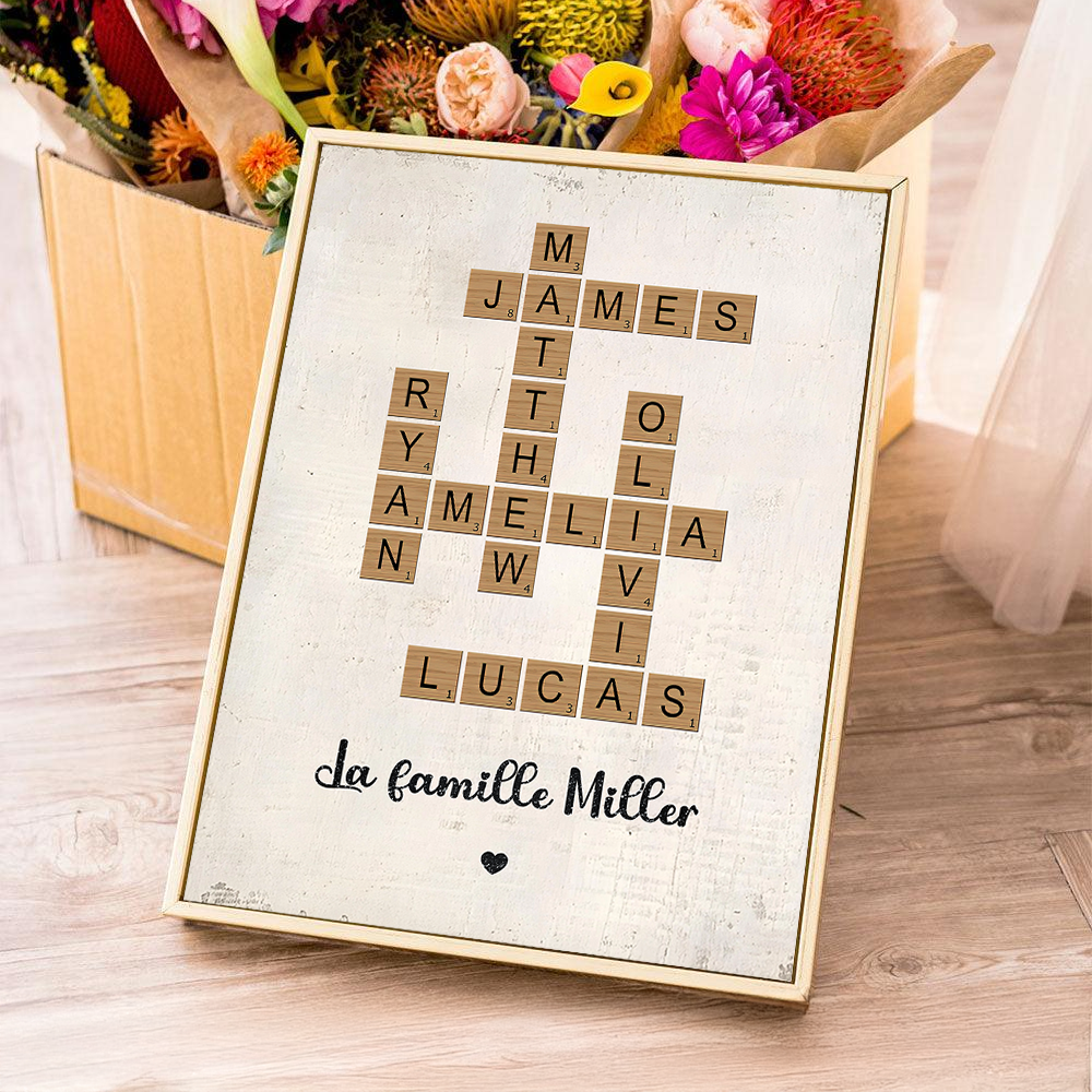 Mots Croisés Familiaux – Impression Sur Toile Personnalisée - Cadeau Familial