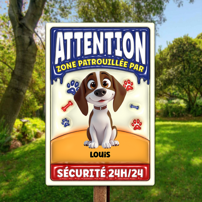 Zone Patrouillée Par Sécurité 24H/24 – Plaque En Métal Personnalisée