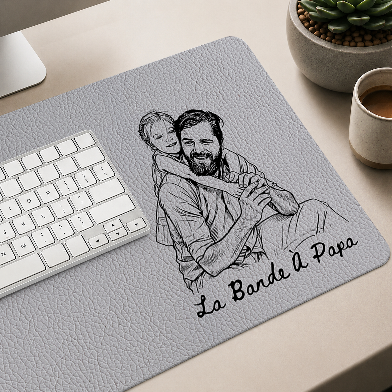 Sous-Main Personnalisé Pour Papa – Tapis De Bureau En Cuir PU Personnalisé