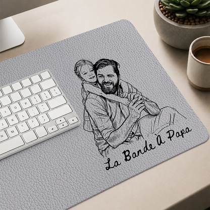 Sous-Main Personnalisé Pour Papa – Tapis De Bureau En Cuir PU Personnalisé