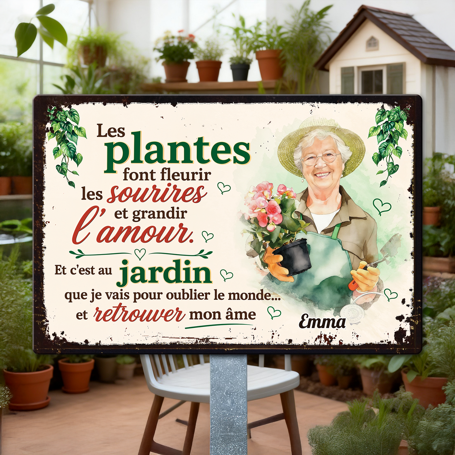 Jardin Et Retrouver Mon Âme– Plaque En Métal Personnalisée