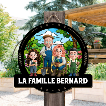 Famille Bienvenue À Notre – Enseigne en Bois Personnalisée avec Effet 3D