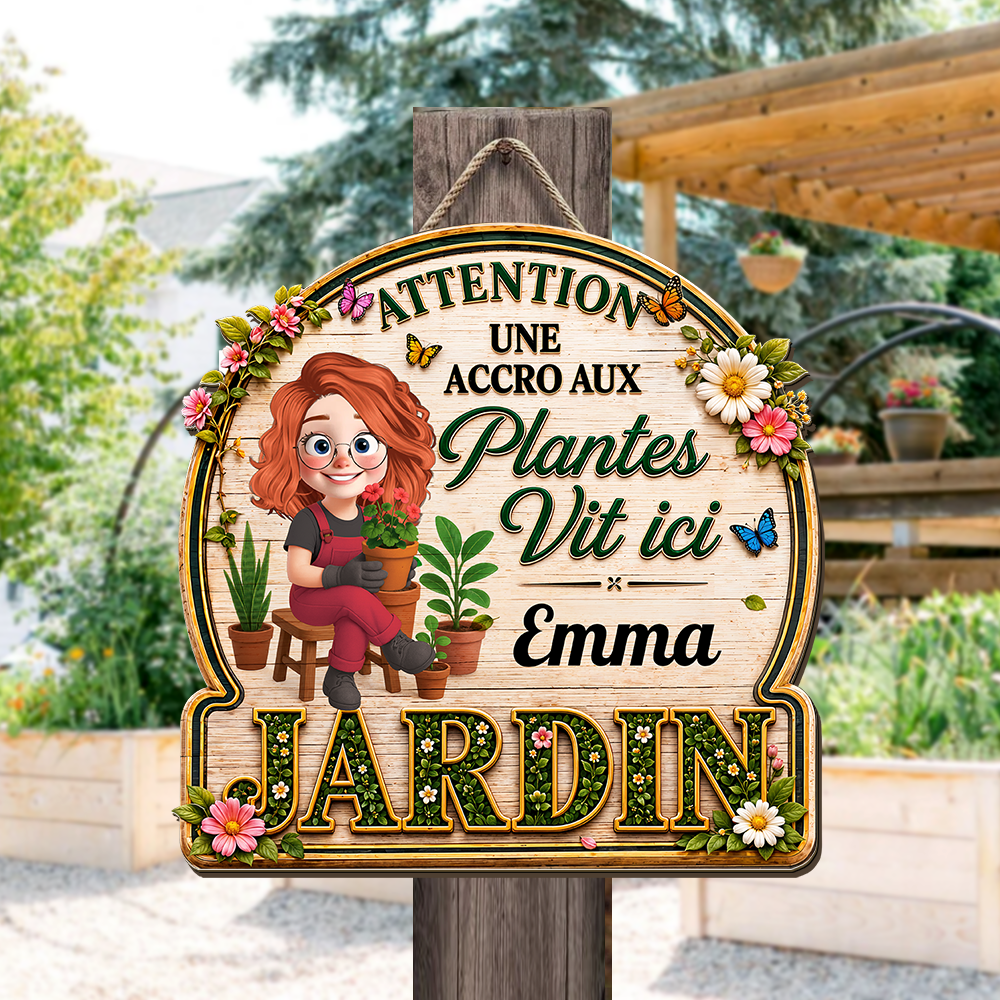 Juste la Dame Stylisée – Enseigne en Bois Personnalisée avec Effet 3D