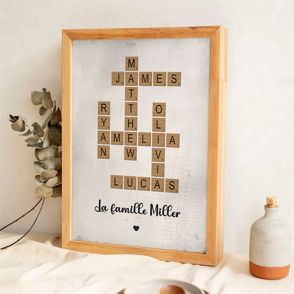 Mots Croisés Familiaux – Impression Sur Toile Personnalisée - Cadeau Familial