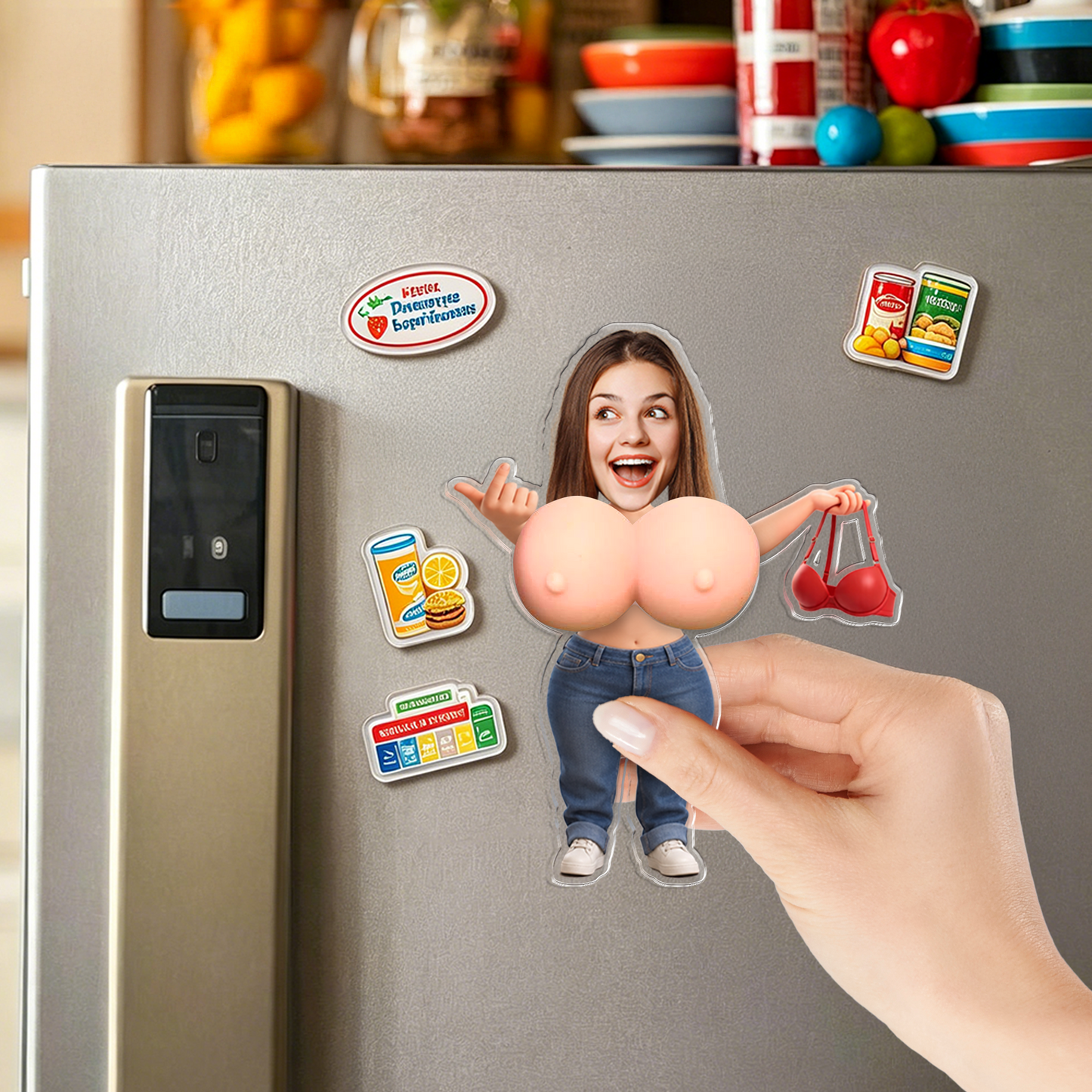 Aimant de Frigo Chibi Personnalisé – Maman à Presser, Cadeau Unique et Amusant