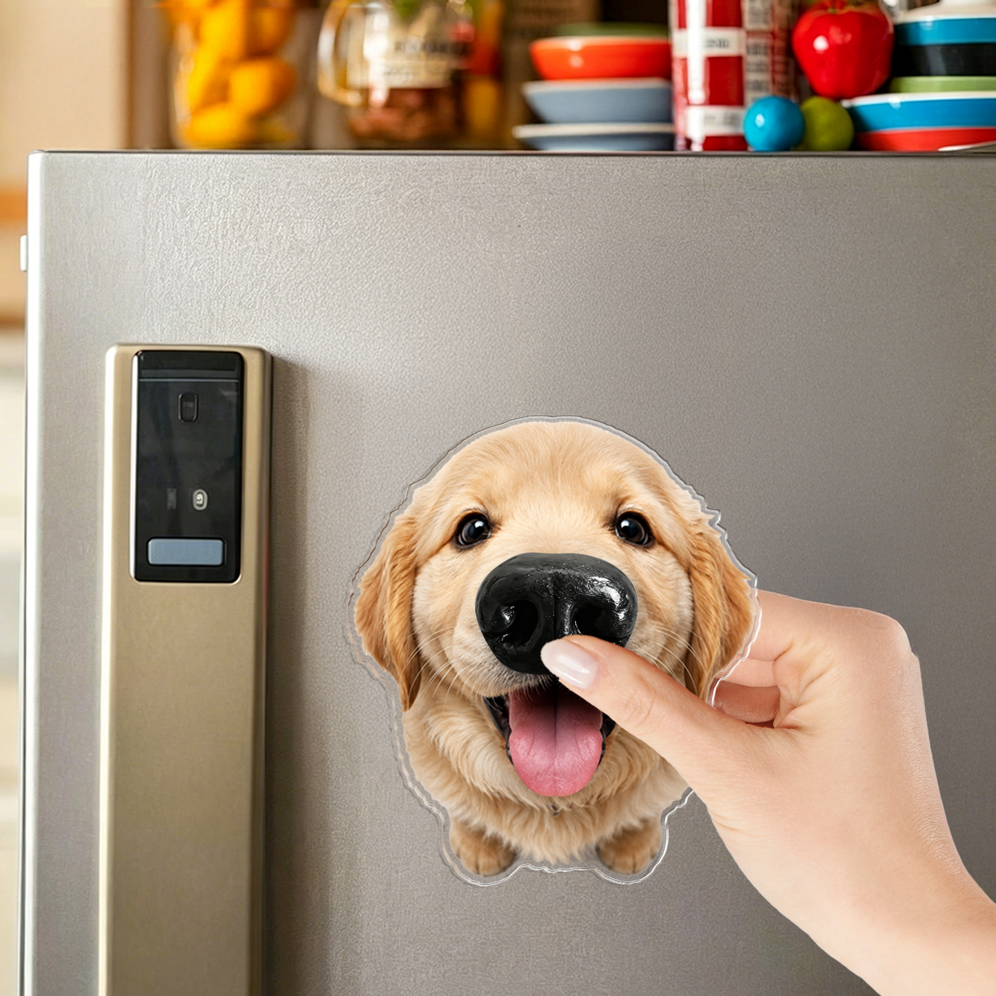 Aimant de Frigo Personnalisé avec Photo de Chien – Nez Souple à Presser, Décoration de Cuisine