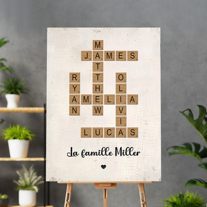 Mots Croisés Familiaux – Impression Sur Toile Personnalisée - Cadeau Familial