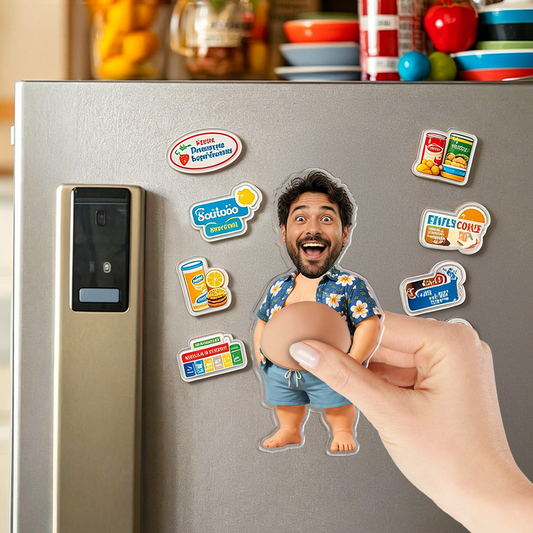 Aimant de Frigo Chibi Personnalisé – Papa à Presser, Cadeau Drôle et Unique